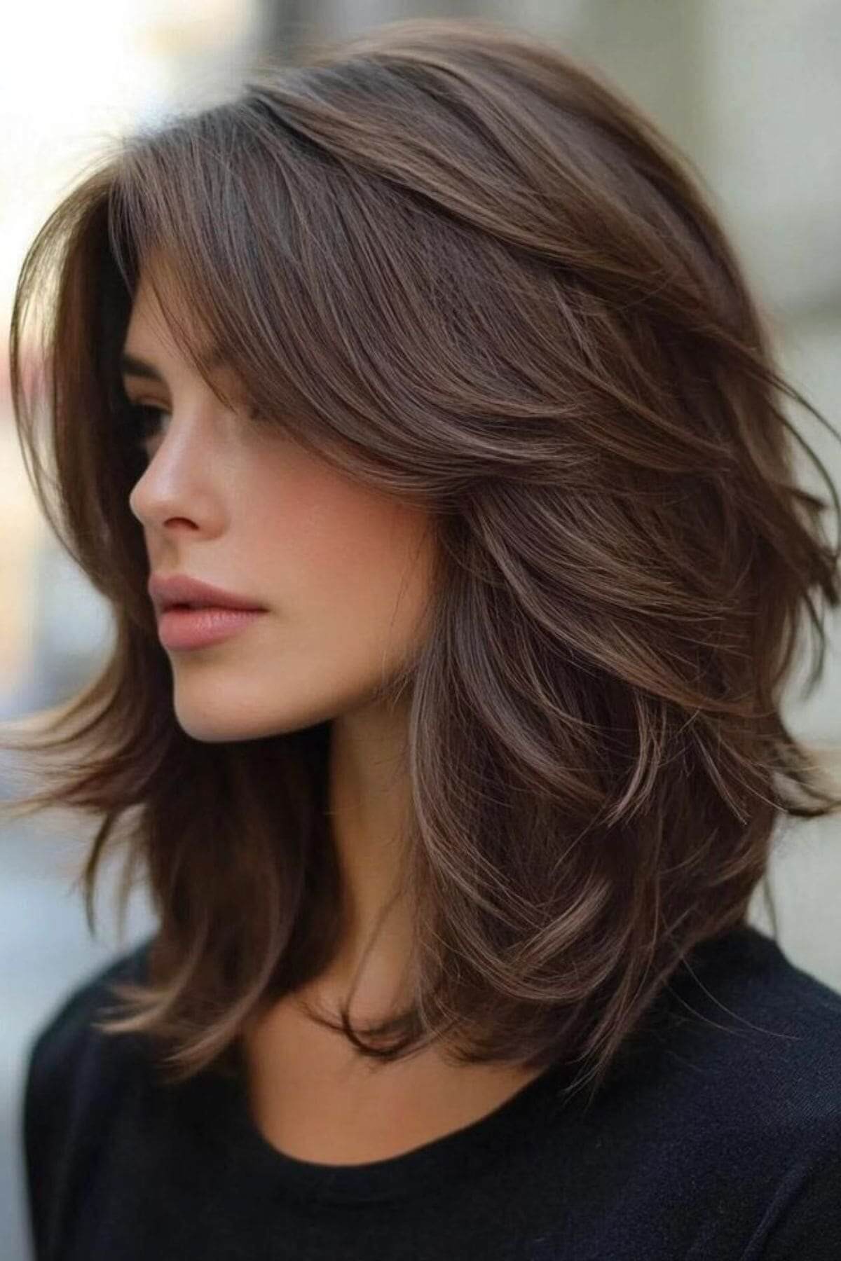 Feathered haircut for a diamond face shape