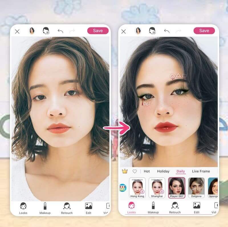 Squid Game Player 067 Makeup Filter Squid Game Player 067 Makeup Filter