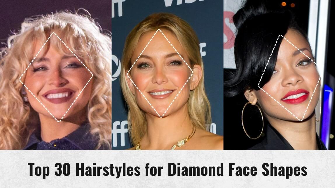 Three celebrities with diamond face shapes