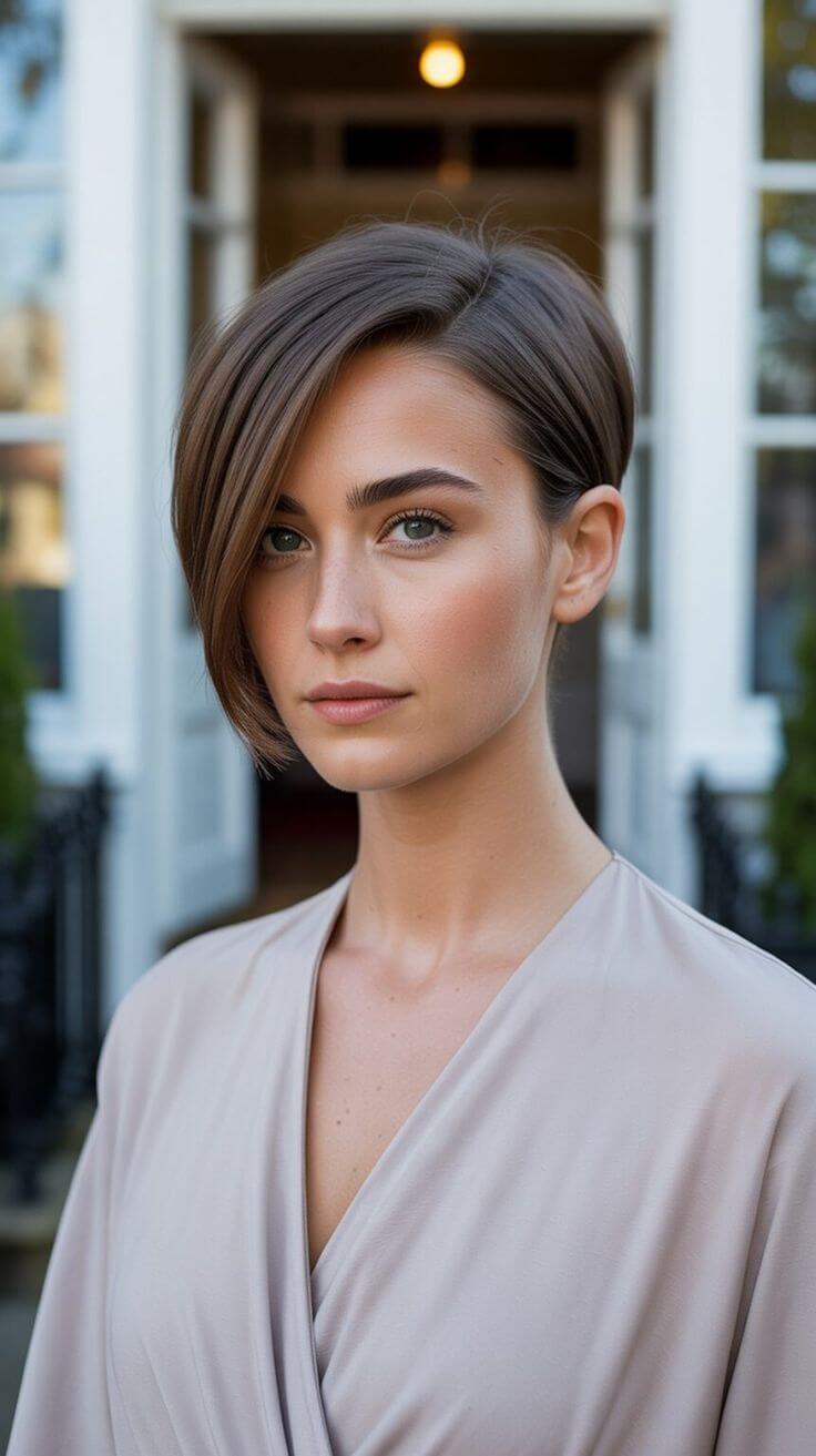 Asymmetrical pixie cut for a diamond face shape