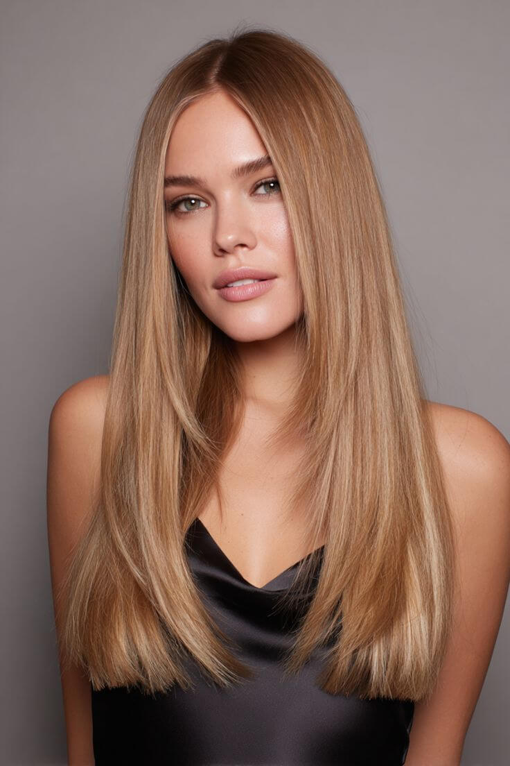 Long U-shaped haircut for a diamond face shape