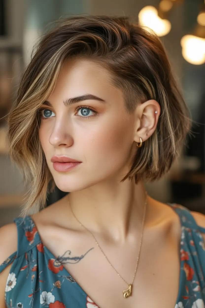 Lob with hidden layers for a diamond face shape