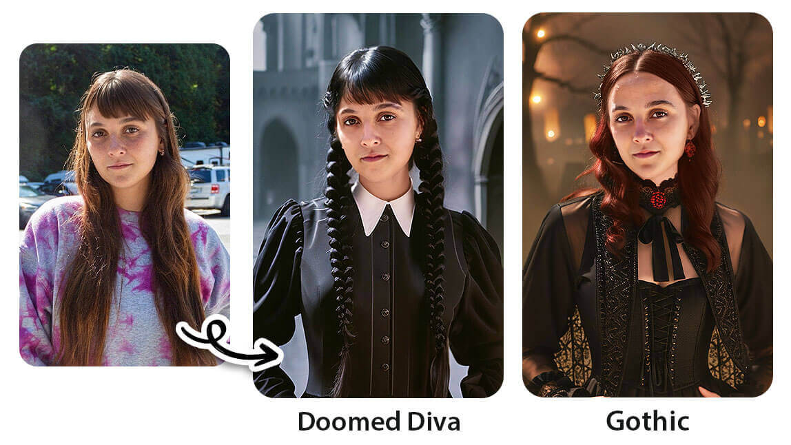 Goth AI: Try Gothic Outfits Change Your Outfits into Gothic Styles using Goth Filters