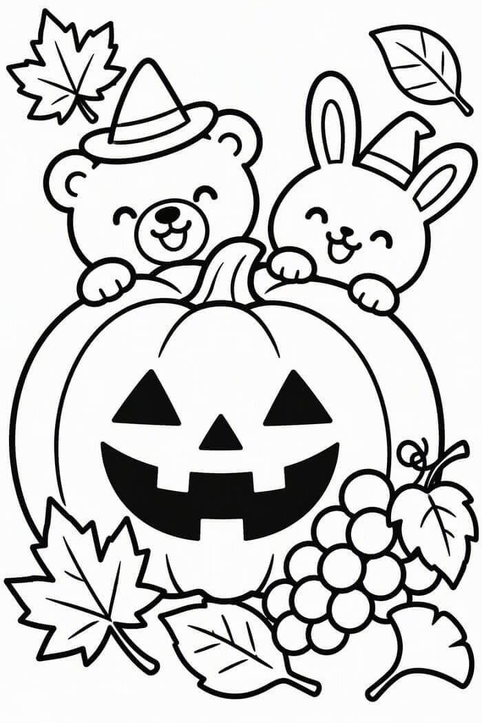 高齢者向けの簡単なハロウィン塗り絵無料素材