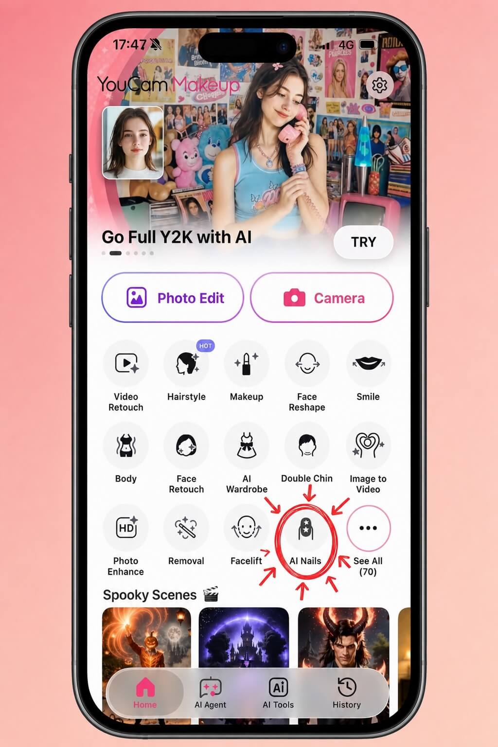 Choosing a nail design in YouCam Makeup AI Nails