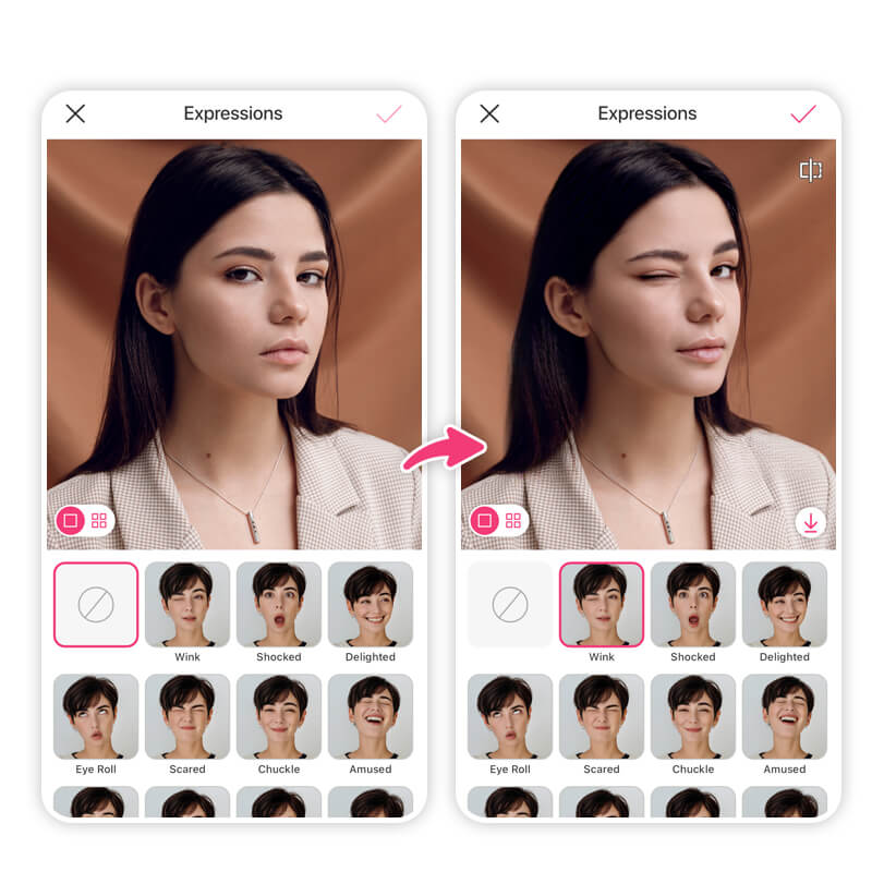 AI Expression Changer in YouCam Makeup