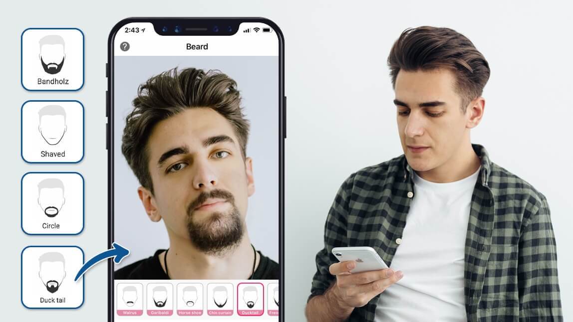 beard filter Beard filter showing different beard styles on a man with an oval face
