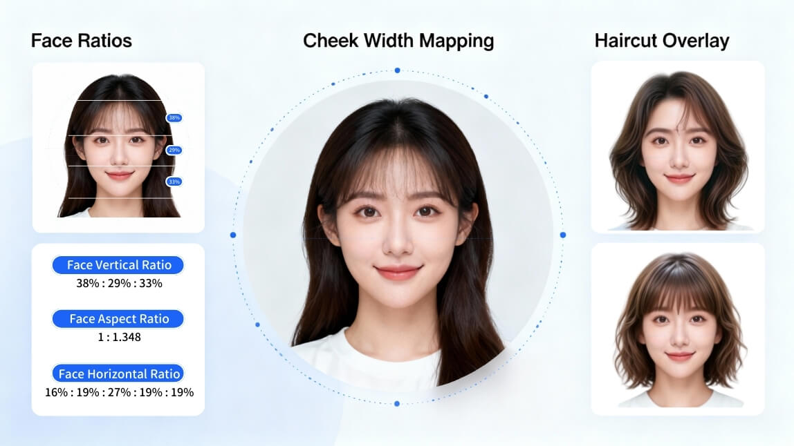 AI face shape analyzer recommending medium length haircuts for a round face AI face shape analyzer recommending medium length haircuts for a round face