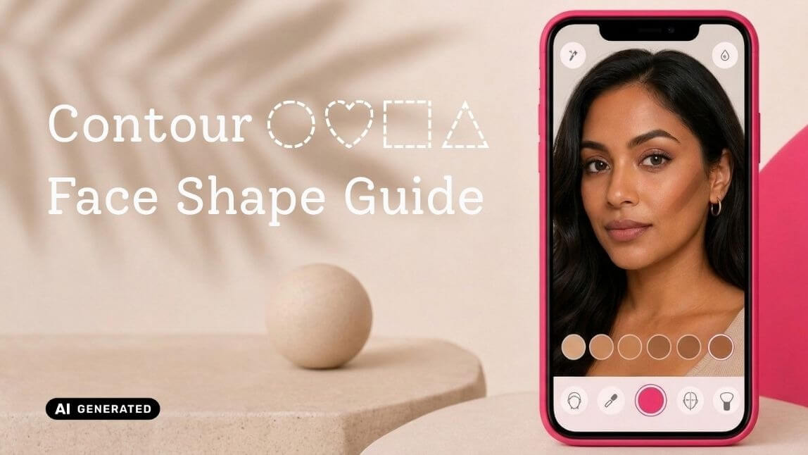 Phone showing a woman with virtual contour try on