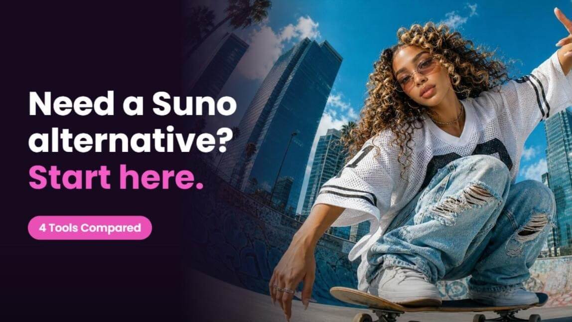 Suno alternative cover: a skateboarder frame from an AI-generated music video