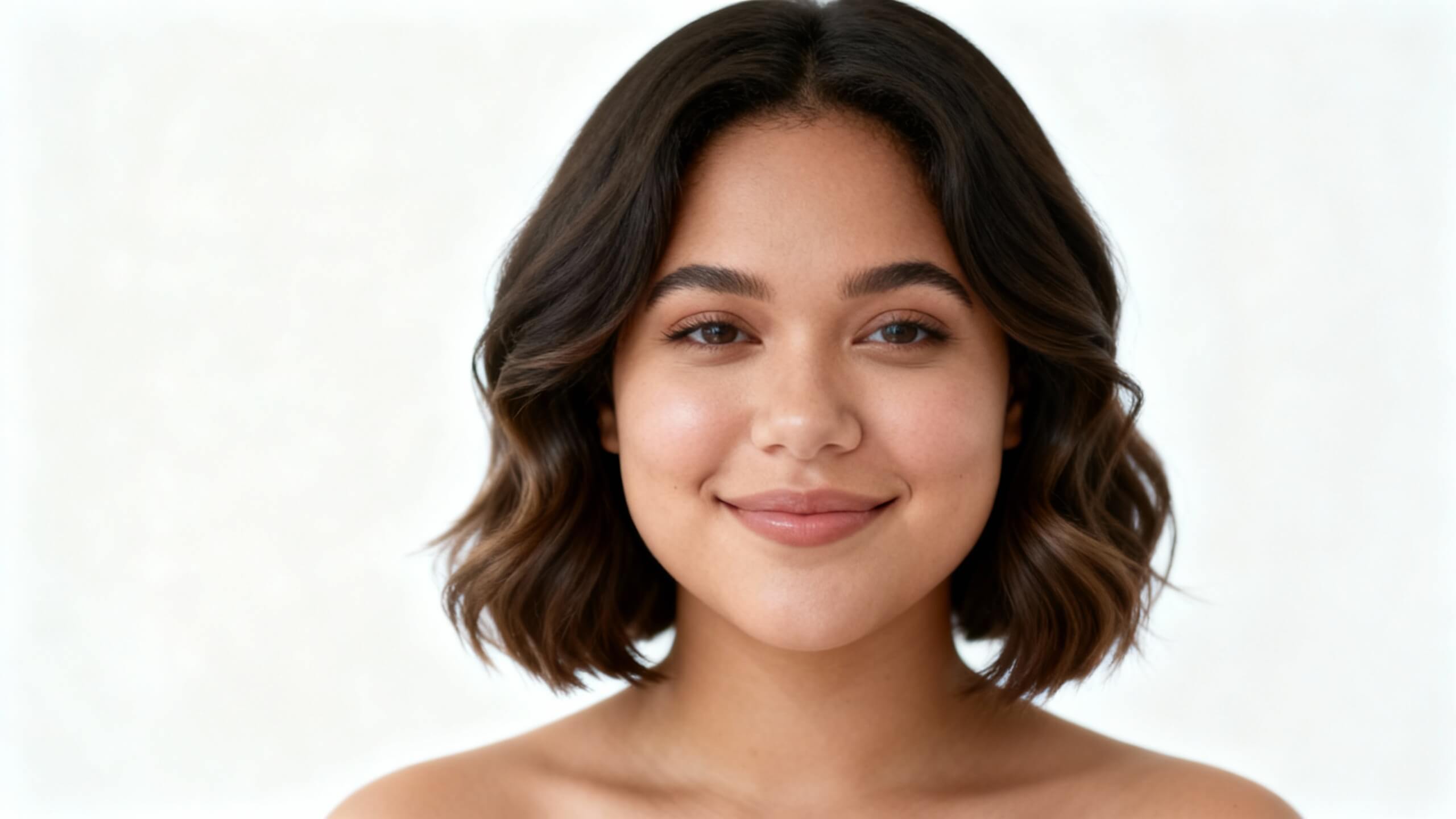 Medium length example for round face Medium length example for round face