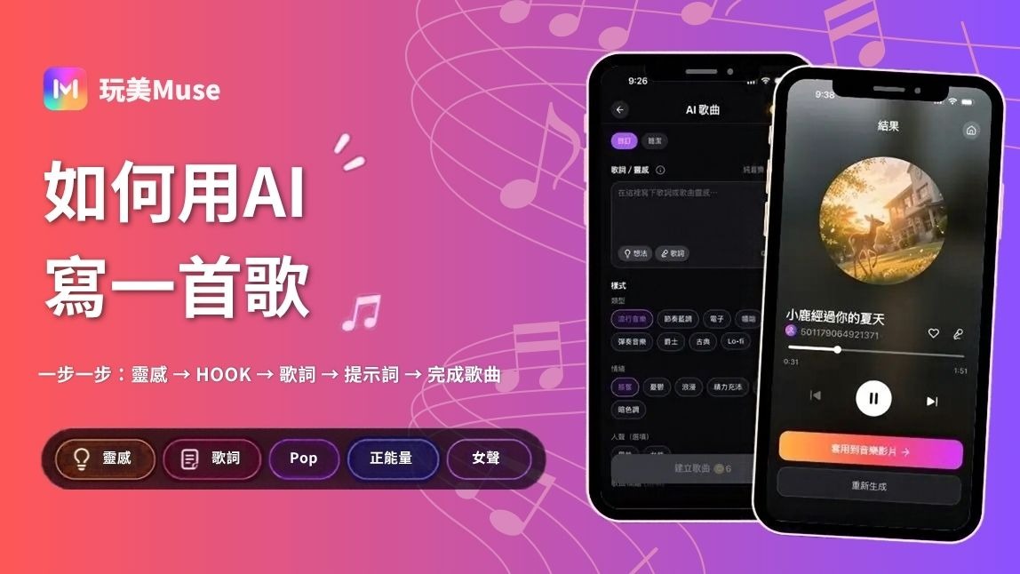 AI 寫歌教學:8步驟用玩美Muse完成AI作曲、生成完整歌曲與MV