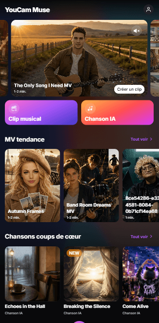Créer clip musique avec YouCam Muse