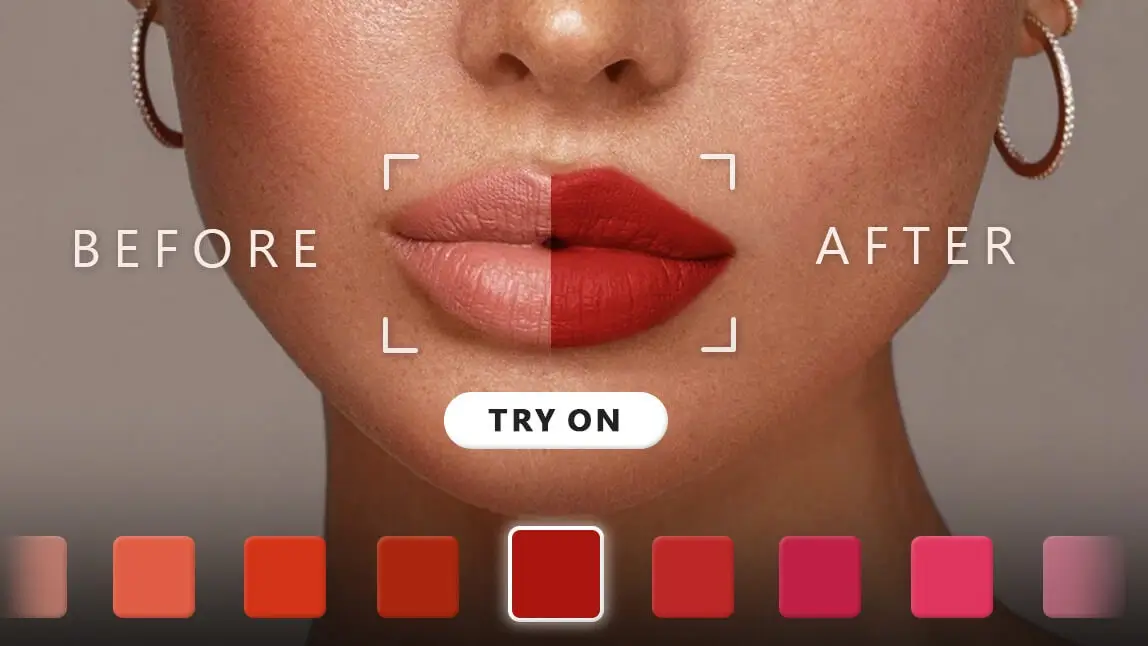 Before and after a lipstick try on