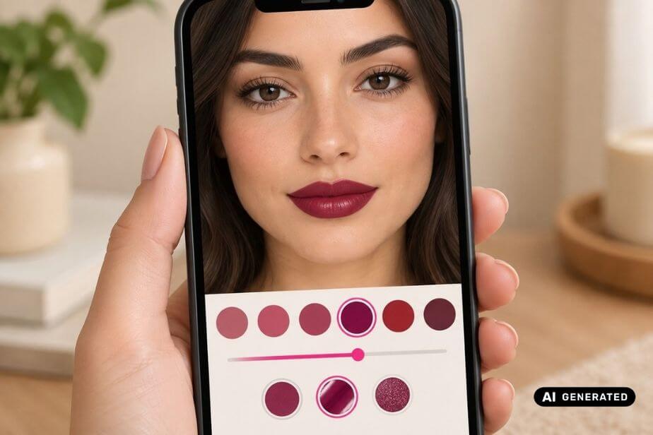 Virtual lipstick try on demo applying a lip color shade in real time