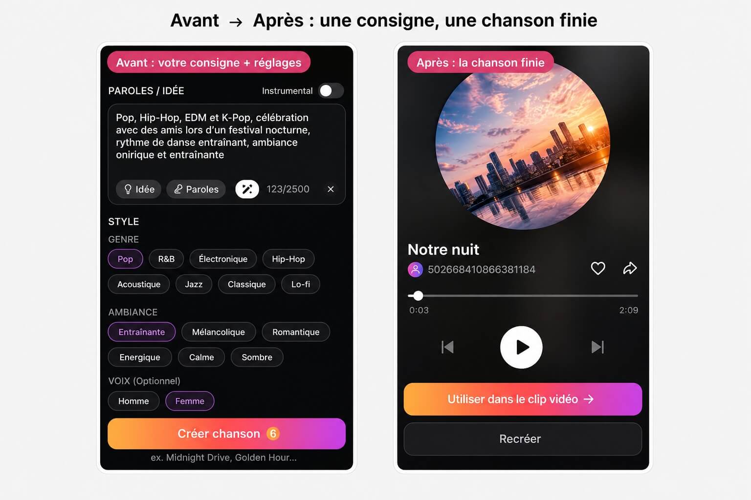 YouCam Muse : créer chanson et clip musical avec l'IA