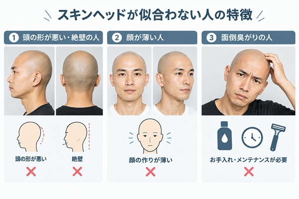 スキンヘッドが似合わない人の特徴 スキンヘッドが似合わない人の特徴