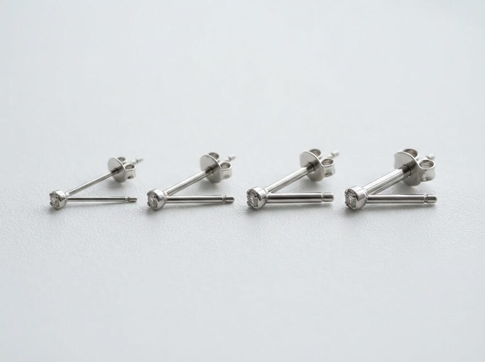 Macro comparison of earring posts in different gauges