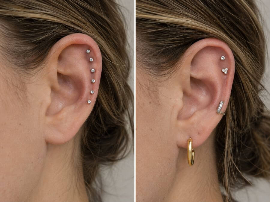 Uniform studs compared with a graduated ear stack