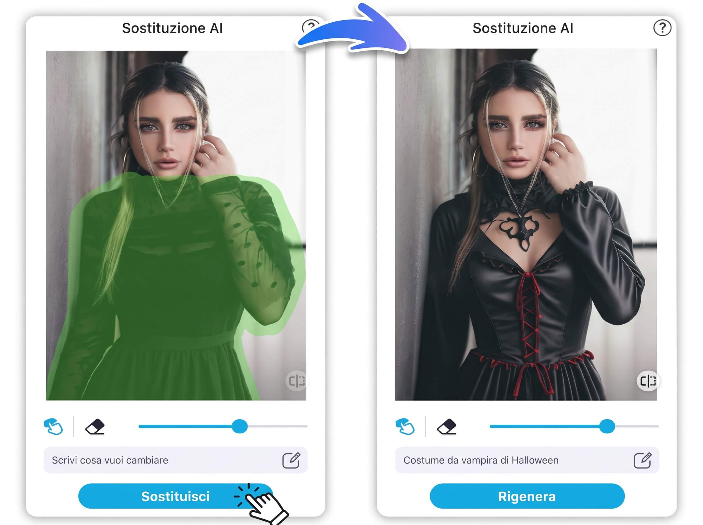 Usa “AI Replace” per Trasformare il Tuo Outfit in Costume di Halloween Usa “AI Replace” per Trasformare il Tuo Outfit in Costume di Halloween