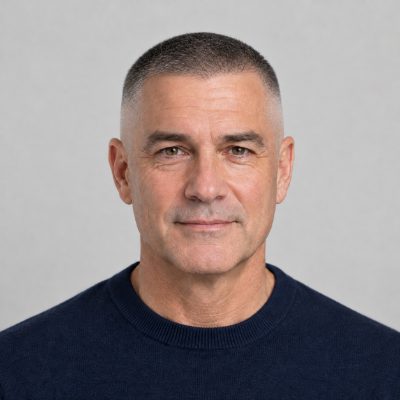 Buzz Cut fade haircut on a man over 50, AI preview made with YouCam