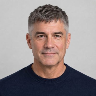 Short Textured Crop fade haircut on a man over 50, AI preview made with YouCam