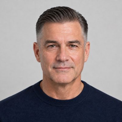 Slicked-Back fade haircut on a man over 50, AI preview made with YouCam