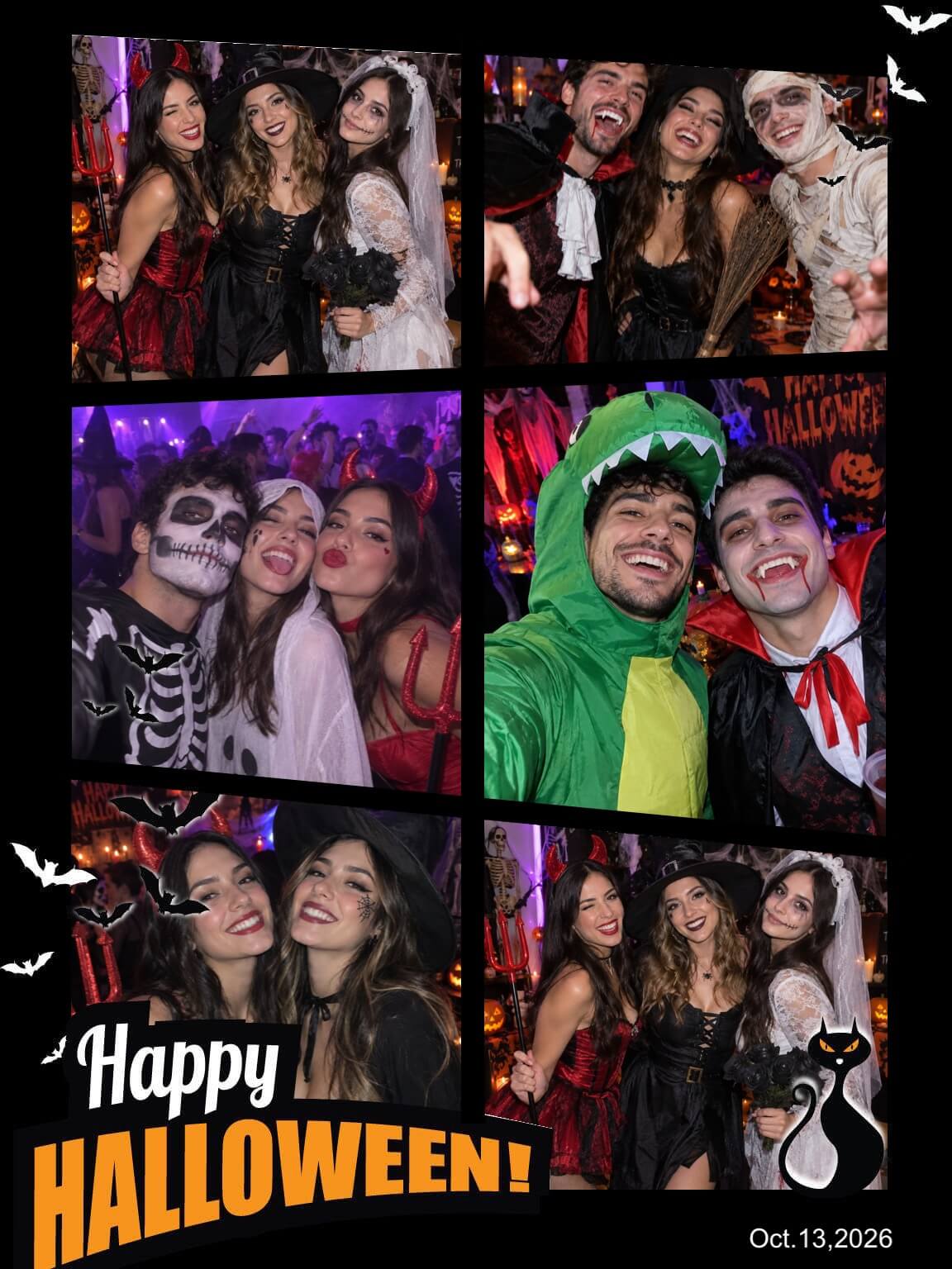 Plantilla de collage de Halloween Happy Halloween negro de YouCam Makeup