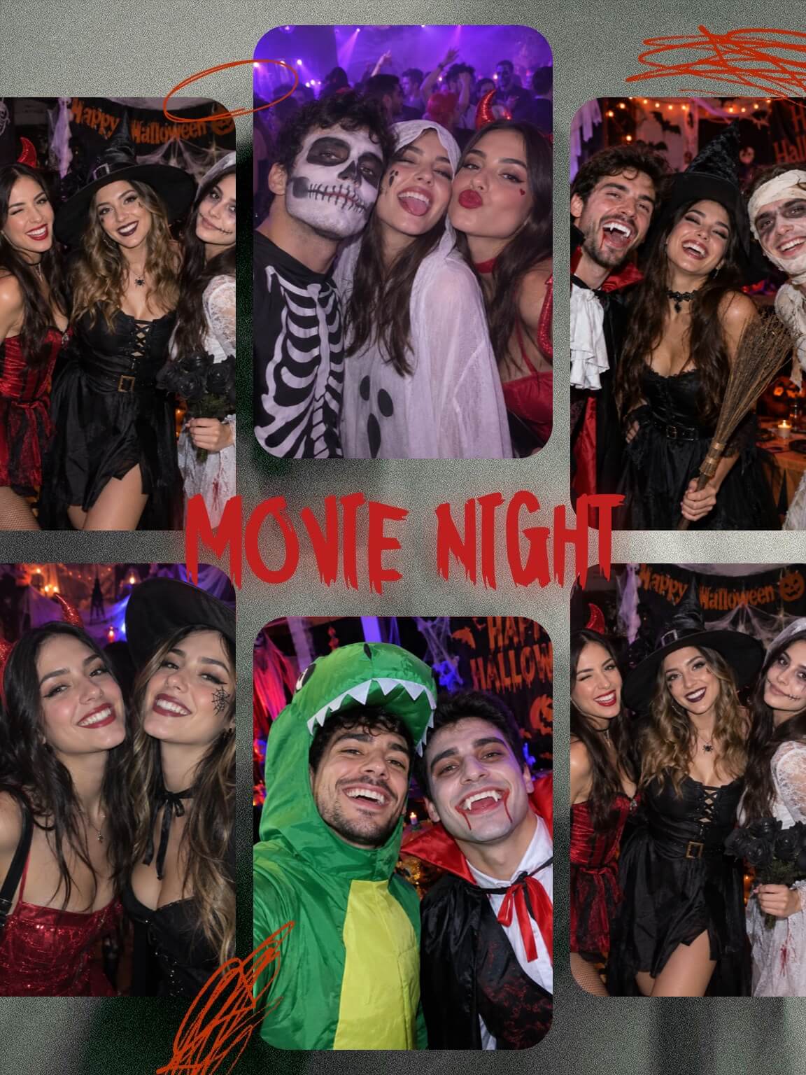 Plantilla de collage de Halloween Movie Night de YouCam Makeup