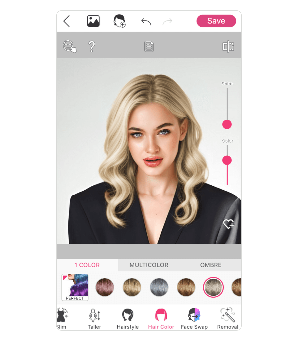 Buttercream blonde hair color try-on in the YouCam Makeup app