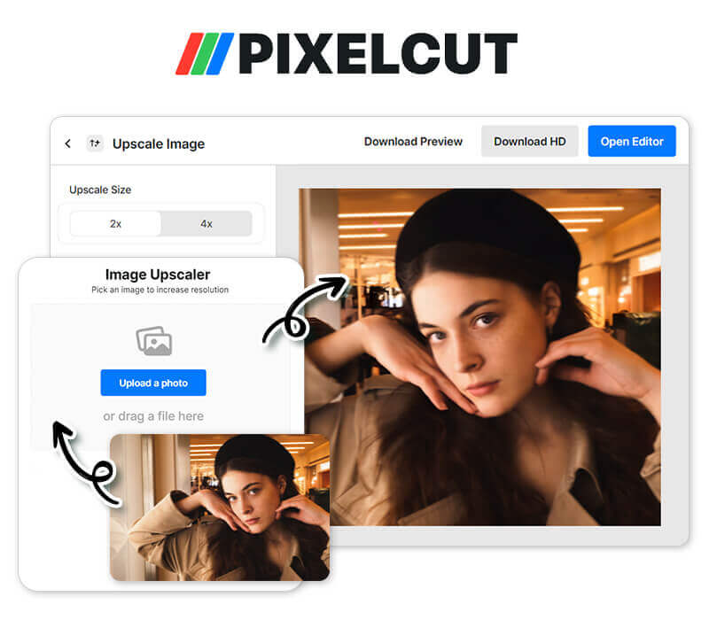Best Online AI Image Upscaler: PixelCut Best AI image upscaler to enlarge image online and increase resolution.