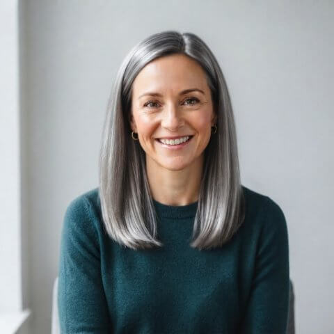 AI-generated portrait with silver hair