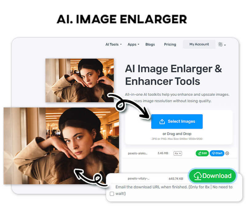Best Online AI Image Upscaler: AI Image Enlarger Best AI image upscaler to enlarge image online and increase resolution.