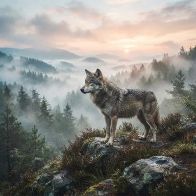 AI-generated illustration of a wolf as a spirit animal