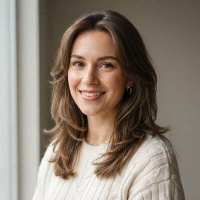 Model with medium-brown hair before a color change