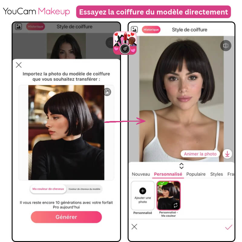 Essayer coiffure avec le simulateur de coiffure IA : YouCam Makeup