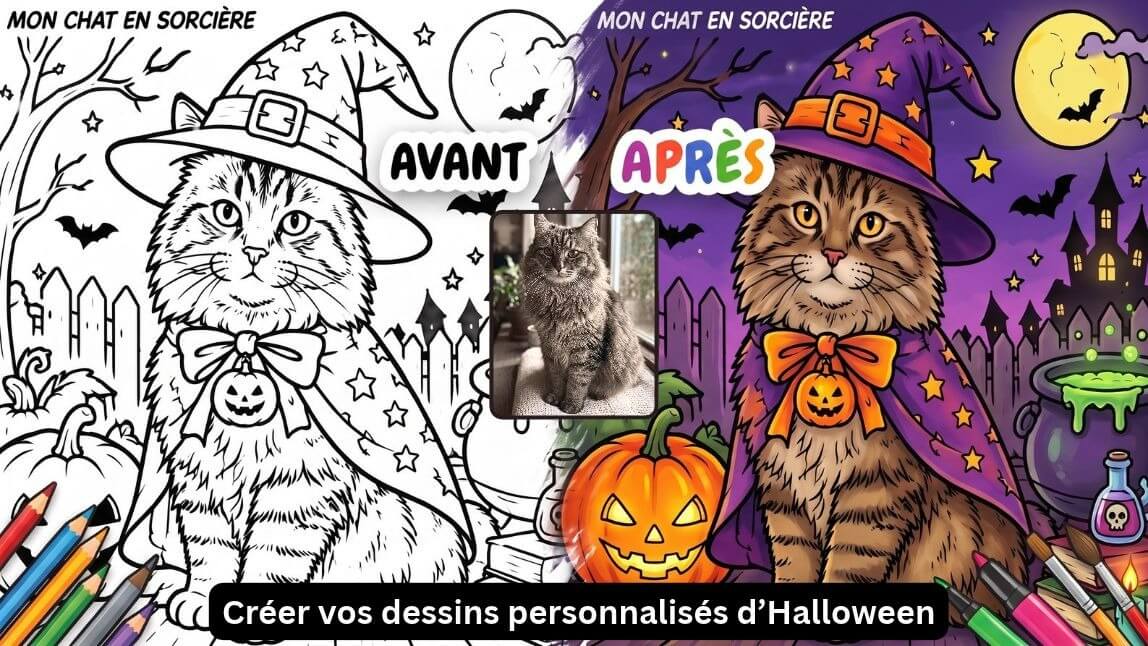 Dessin d'Halloween à imprimer créé avec le générateur d'images IA YouCam AI Pro