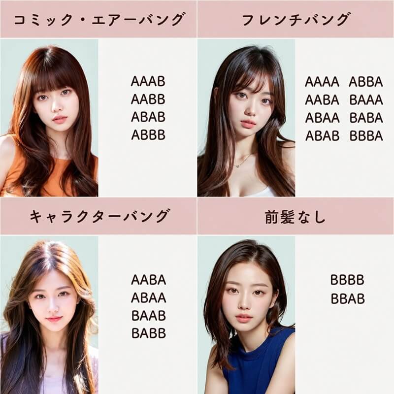 前髪診断の結果表 前髪診断の結果表