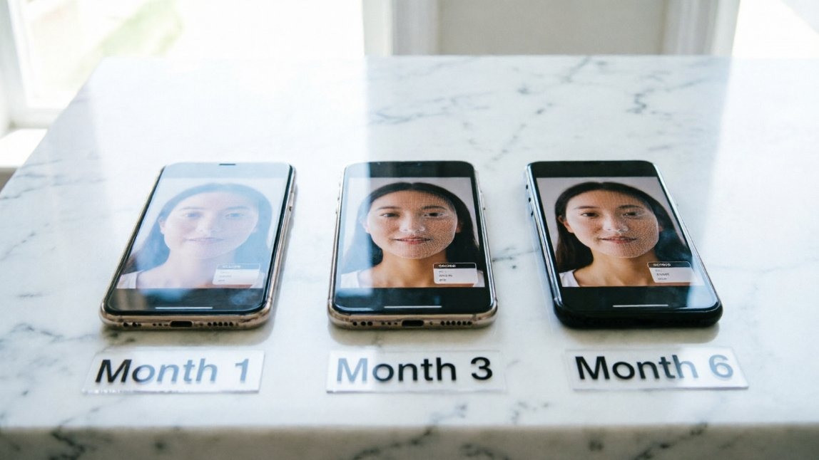 Face scans compared at month 1, month 3 and month 6