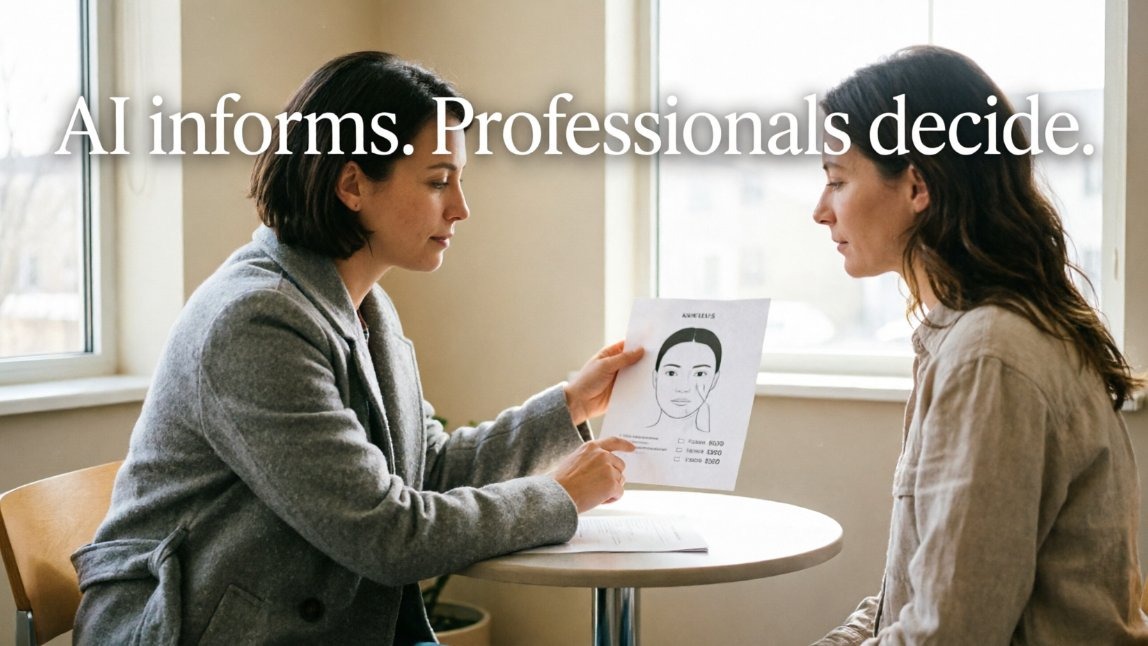 Dermatologist reviewing an AI skin analysis report with a patient