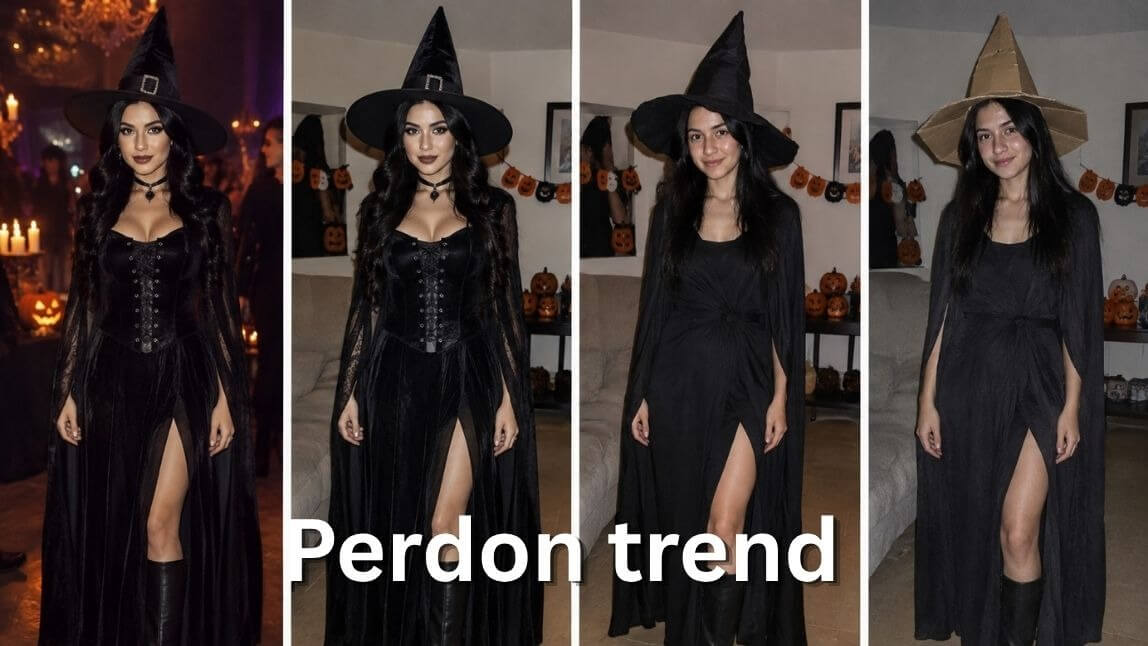 Arte de Halloween creada con IA en YouCam AI Pro, con fantasmas, calabazas y monstruos en estilos variados.