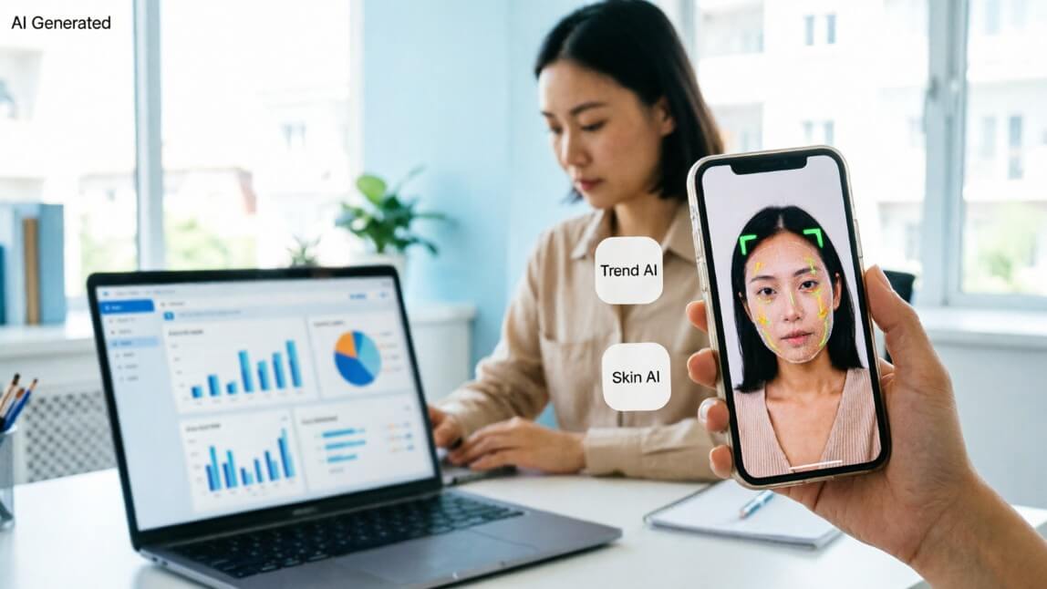 Comparison of trend analytics AI and AI skin analysis for K-beauty brands