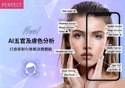 玩美移動推出全新AI五官及膚色分析 （AI Face Analyzer）打造客製化推薦購物體驗