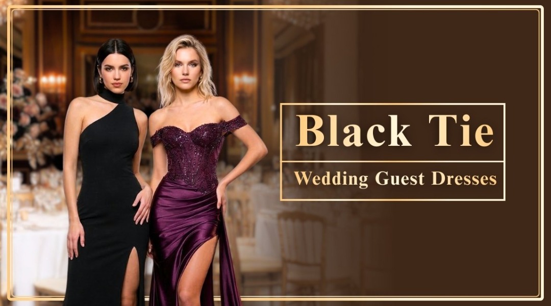 purple and black prom dress Lantern Sleeve V-Neck High Split Black Prom Dress RM21107
