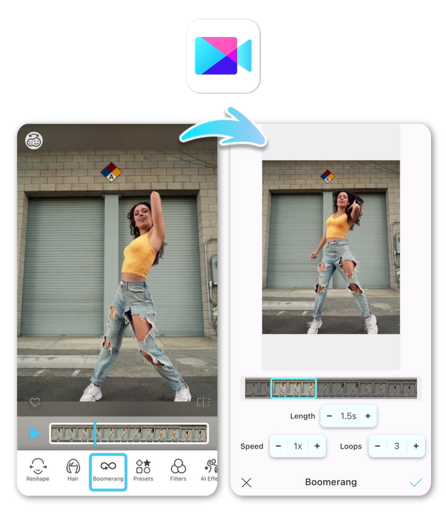 hacer boomerang un video