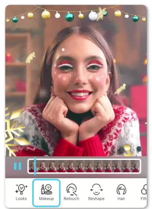 Ajouter un filtre video maquillage pour des idées videos Noel Tiktok