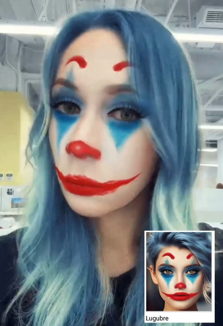 Filtre clown maquillage lugubre