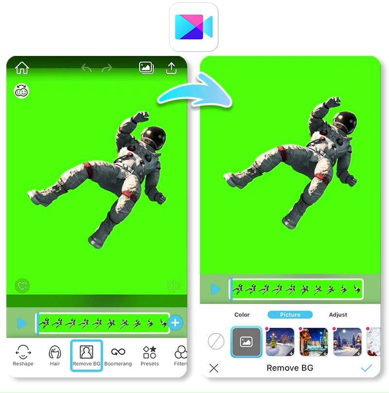 App para editar fondos con pantalla verde