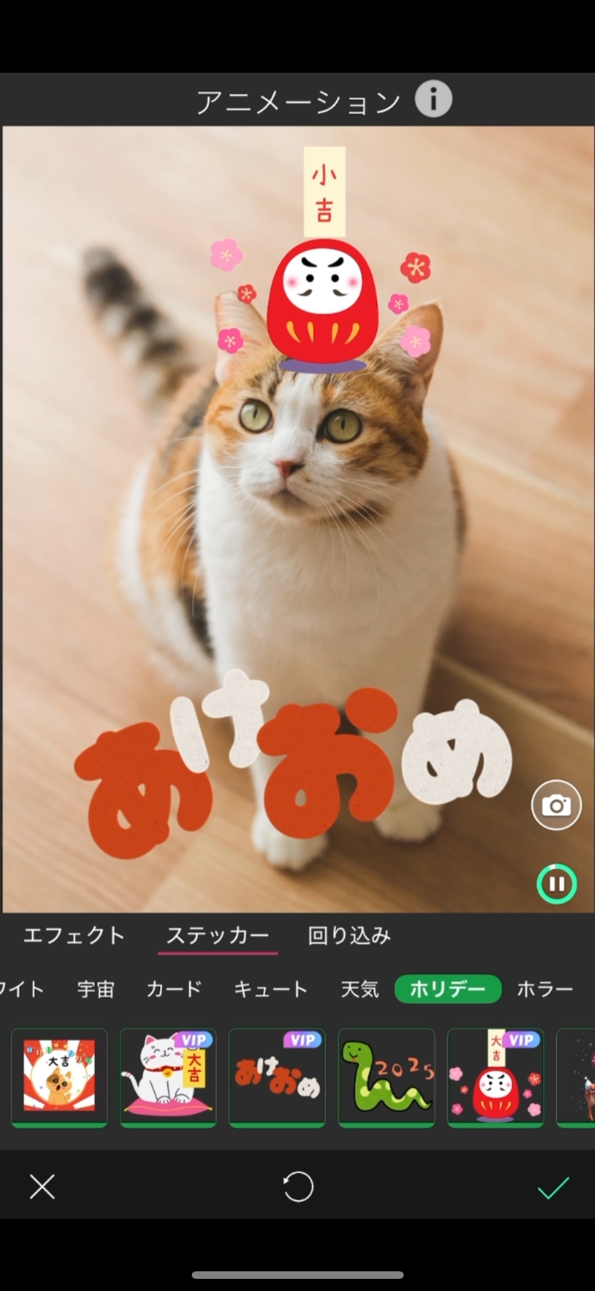 動く年賀状を作る様子