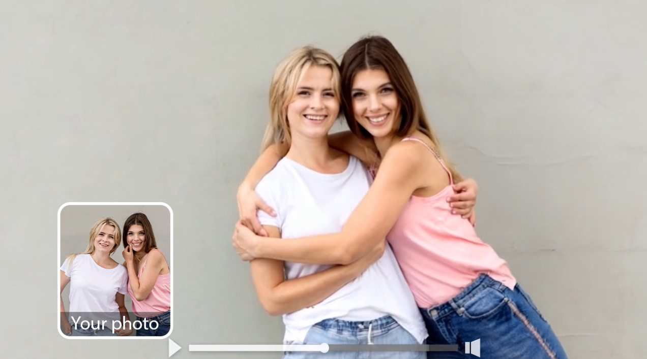 Abraza a tu vieja amiga en un video de abrazo de IA.
